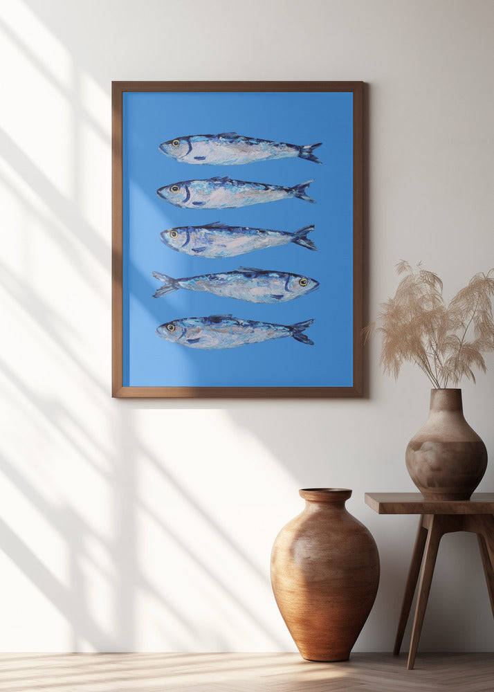 Sardines on Blue Poster