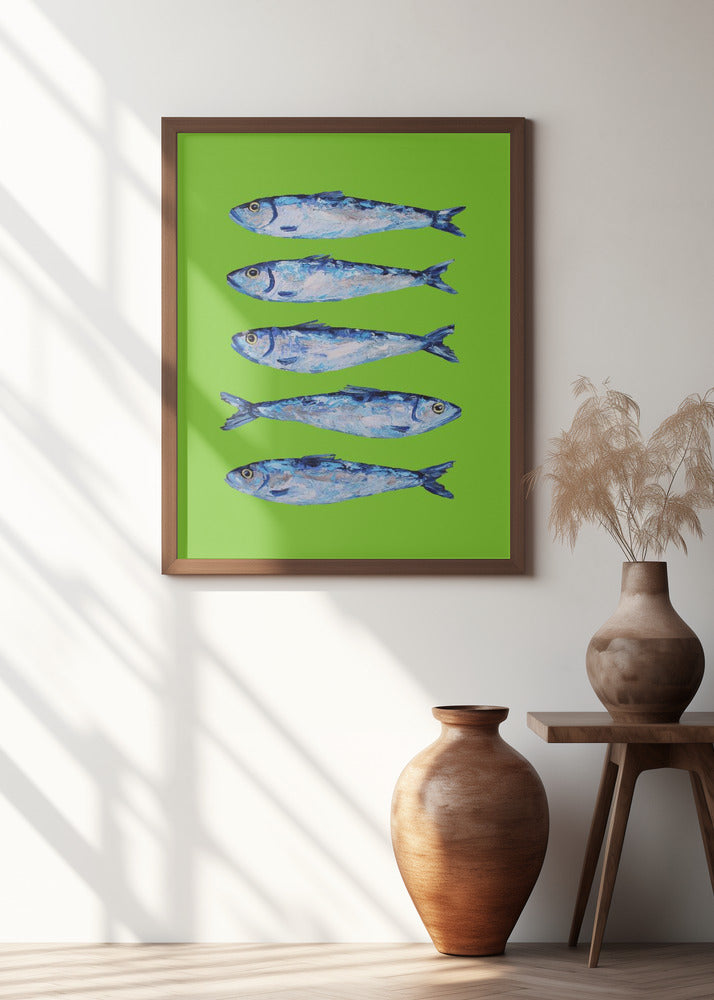 Sardines Lime Green Poster