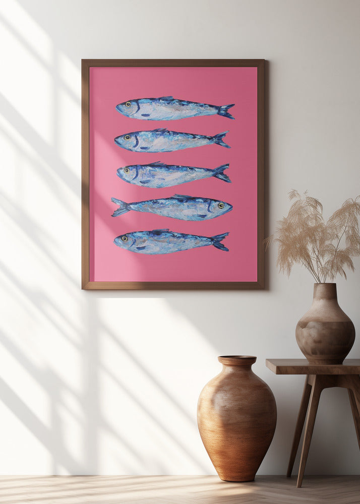 Sardines on Pink Poster