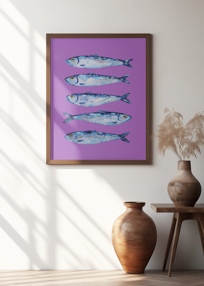 Sardines on Purple Poster