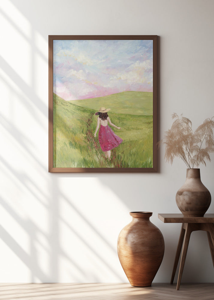 Girl in a meadow Poster