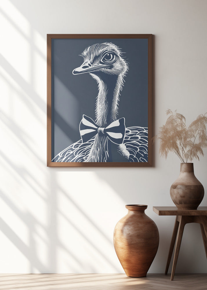 Ostrich with bow tie Poster