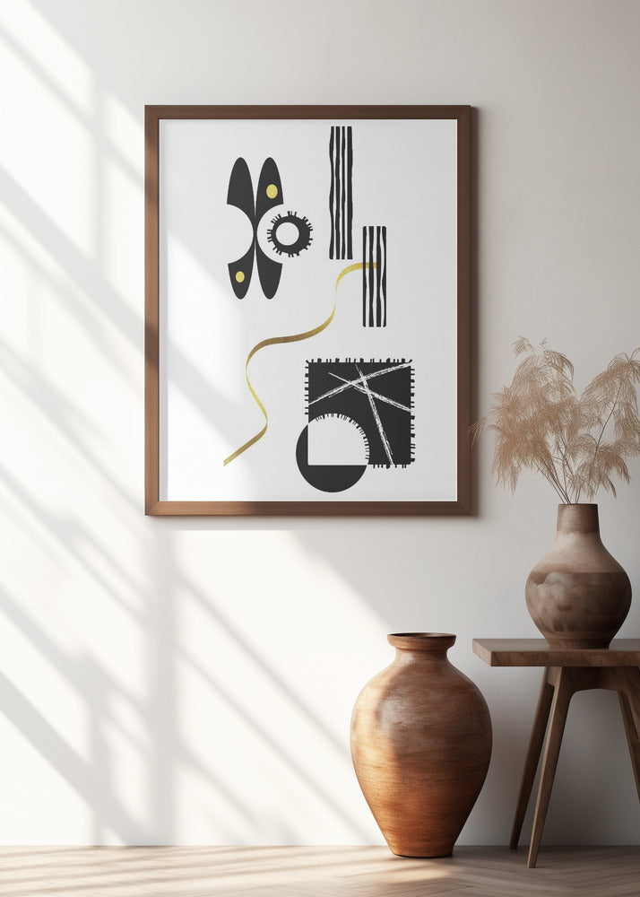 Black &amp; White Abstract No. 3 | gold Poster