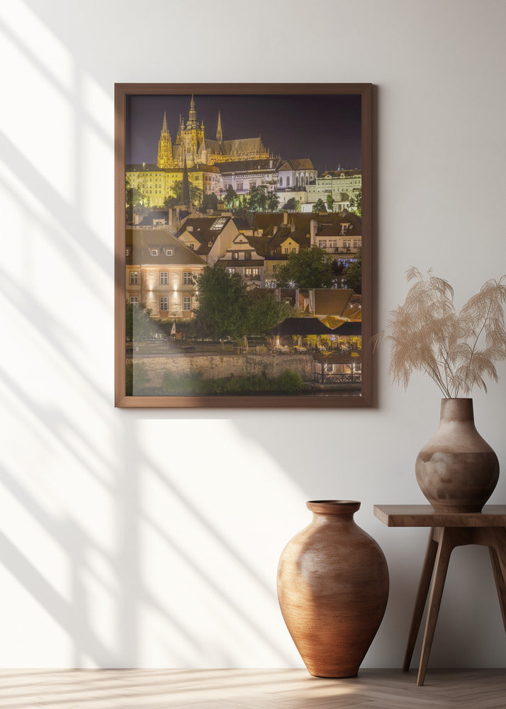 Prague Castle and St. Vitus Cathedral by night Poster