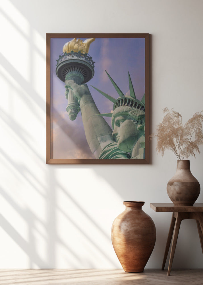 NEW YORK CITY Statue of Liberty at sunset Poster