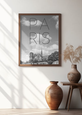 PARIS Cathedral Notre-Dame | Text &amp; Skyline Poster