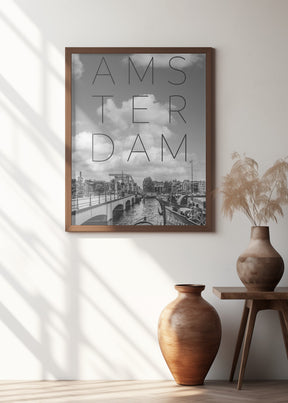 AMSTERDAM Magere Brug | Text &amp; Skyline Poster