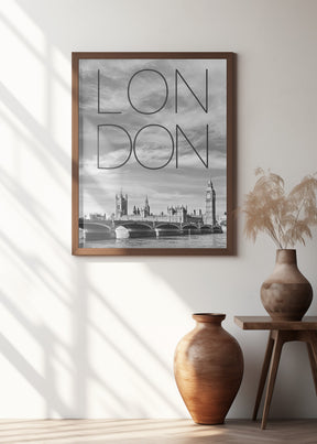 LONDON Westminster Bridge | Text &amp; Skyline Poster