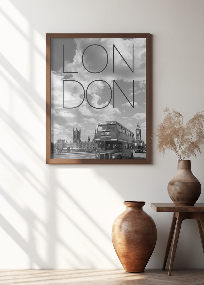 Busses in London | Text &amp; Skyline Poster