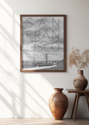 Golden Gate Bridge &amp; Baker Beach | Text &amp; Skyline Poster