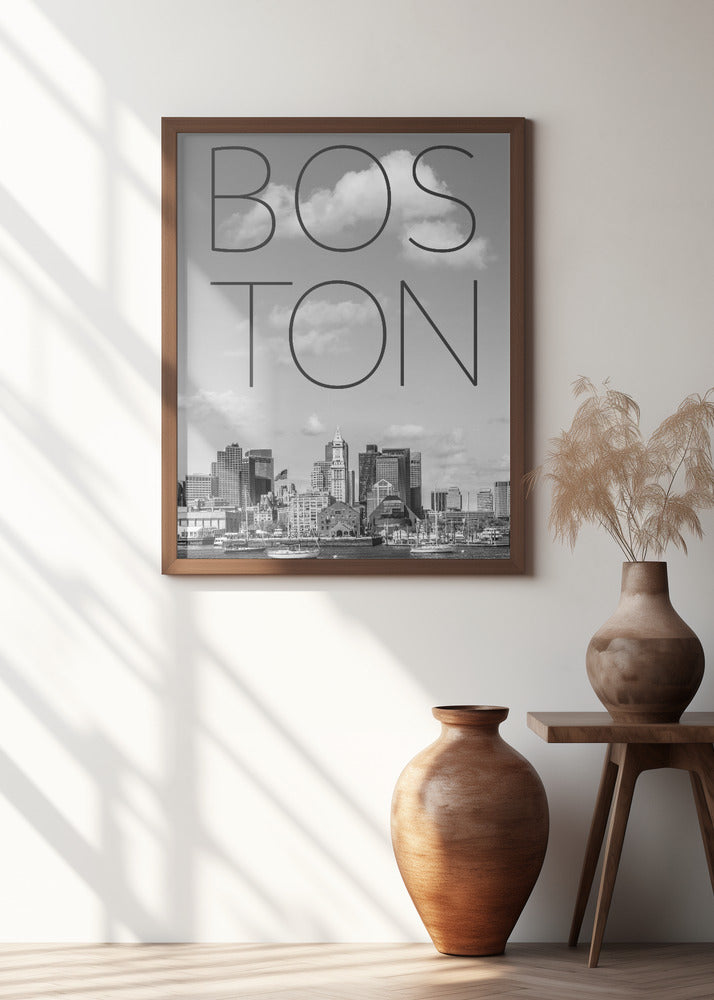 BOSTON Skyline North End &amp; Financial District | Text &amp; Skyline Poster