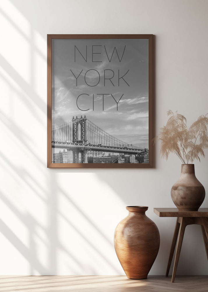 NYC Manhattan Bridge | Text &amp; Skyline Poster