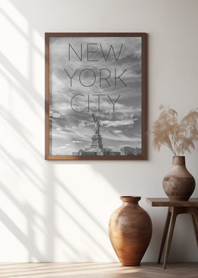 NYC Statue of Liberty | Text &amp; Skyline Poster