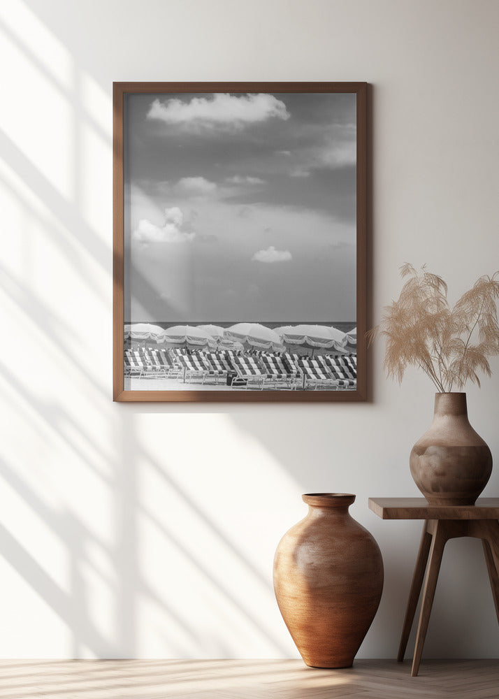 MIAMI BEACH Monochrome beach scene Poster