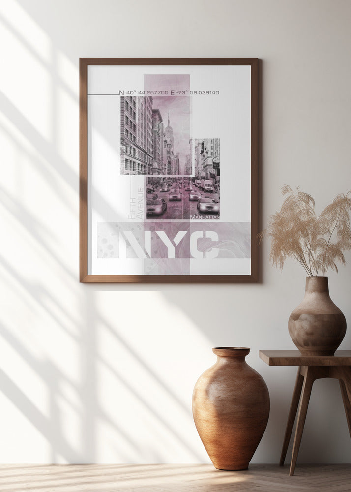 Poster Art NYC Fifth Avenue Traffic | pink marble Poster