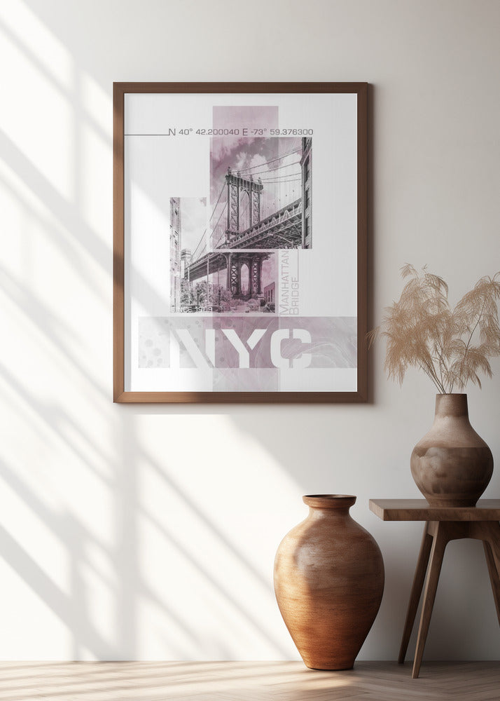 Poster Art NYC Manhattan Bridge | pink marble Poster