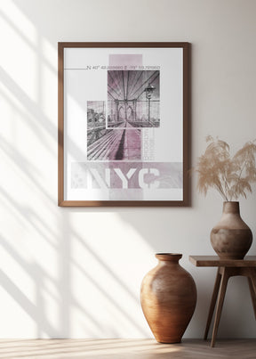 Poster Art NYC Brooklyn Bridge | pink marble Poster