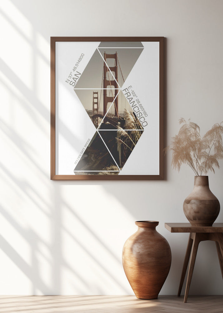 Coordinates SAN FRANCISCO Golden Gate Bridge Poster