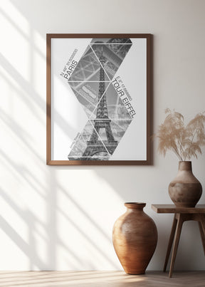 Coordinates PARIS Eiffel Tower | monochrome Poster