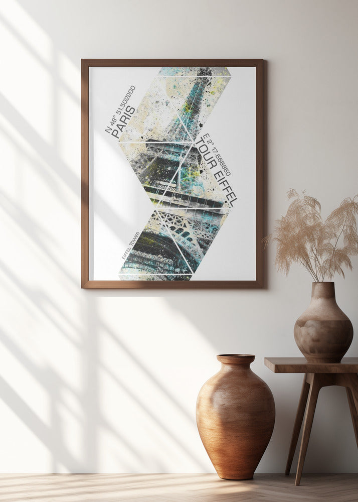 Modern Art Eiffel Tower Coordinates Poster