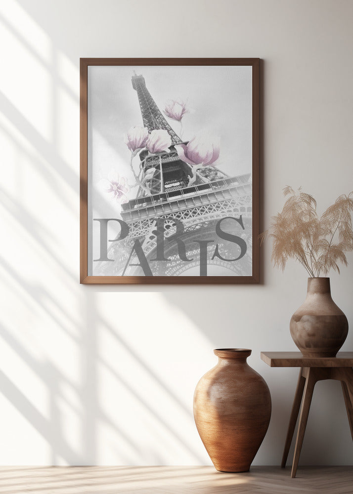 PARIS Magnolia Eiffel Tower Poster