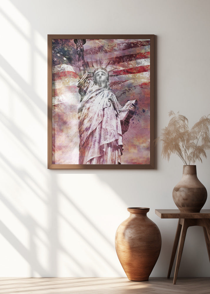 Modern Art STATUE OF LIBERTY - red Poster