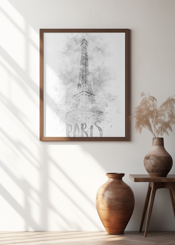 Monochrome Art PARIS Eiffel Tower | watercolor Poster