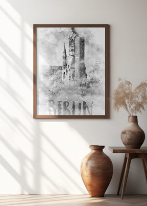 Monochrome Art BERLIN Kaiser Wilhelm Memorial Church | watercolor Poster