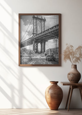 NEW YORK CITY Manhattan Bridge - upright slim panorama Poster