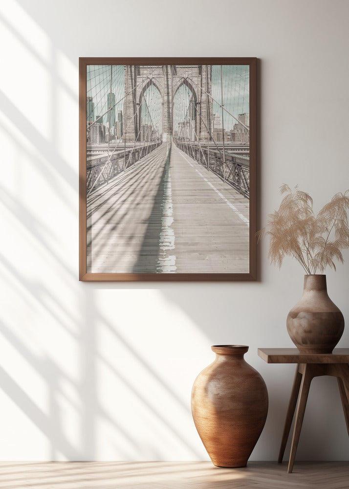 NYC Brooklyn Bridge Panorama | urban vintage style Poster