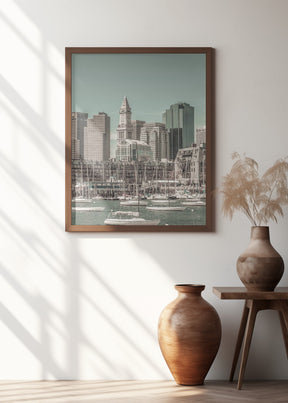 BOSTON Skyline North End &amp; Financial District | urban vintage style Poster