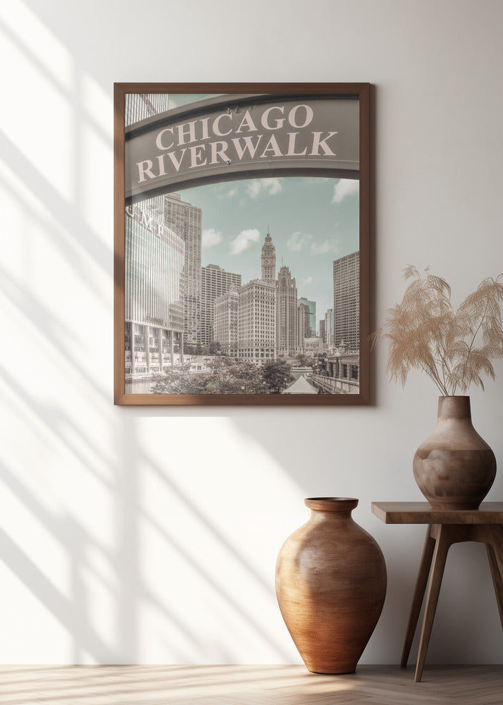 CHICAGO Riverwalk | urban vintage style Poster