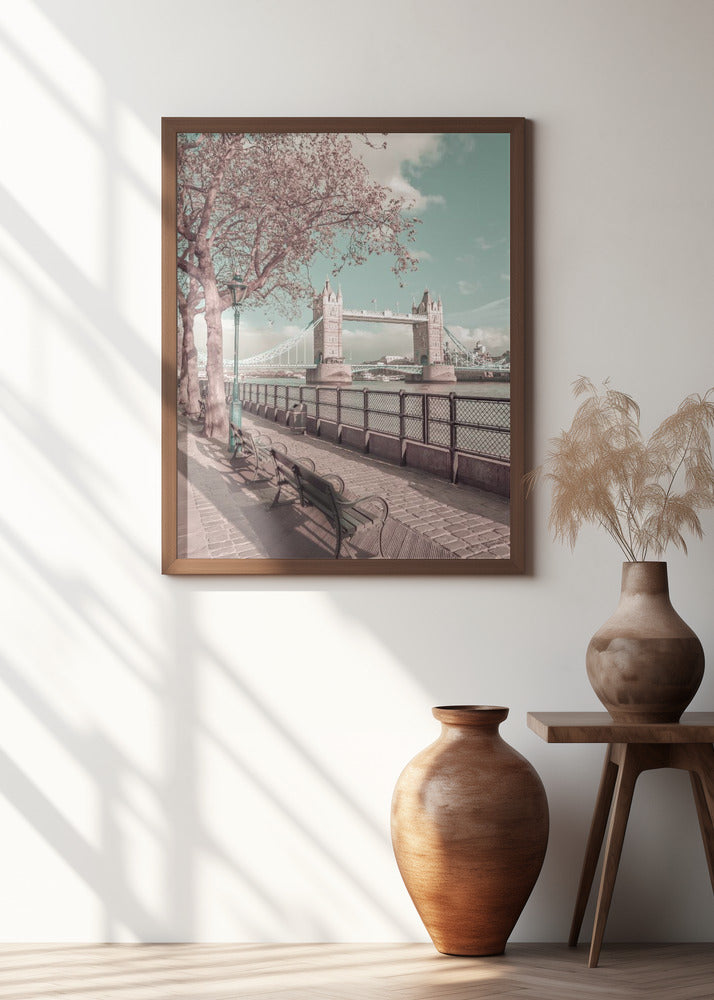 LONDON Thames Riverside &amp; Tower Bridge | urban vintage style Poster