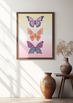 Colorful floral butterflies II Poster