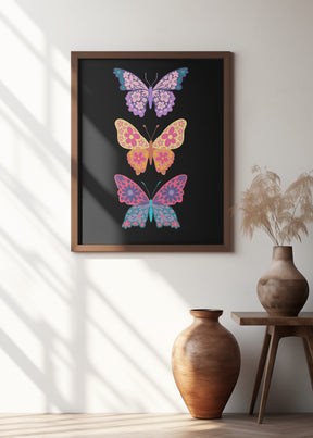 Colorful floral butterflies III Poster