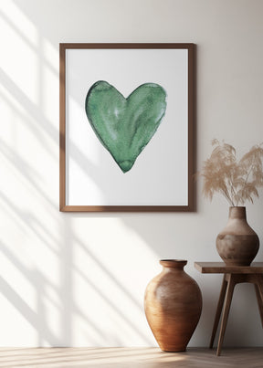 Watercolor heart green Poster