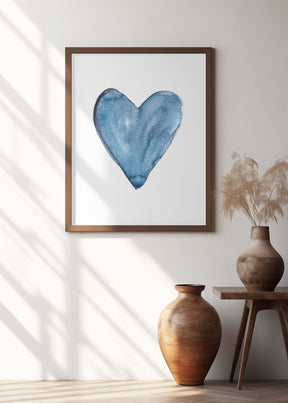 Watercolor heart blue Poster