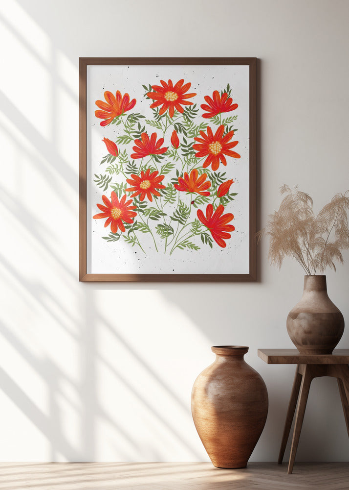 Ladybug flowers red Poster