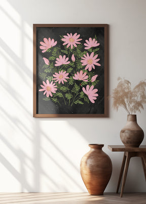 Ladybug flowers pink Poster