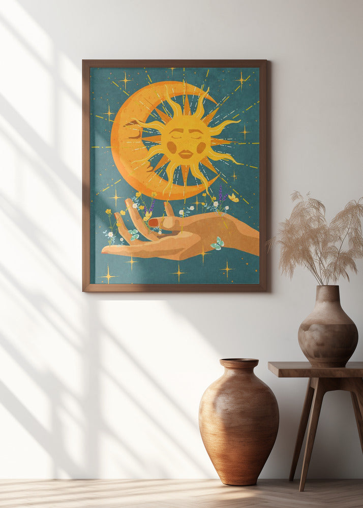 Sun and moon in my hand Poster