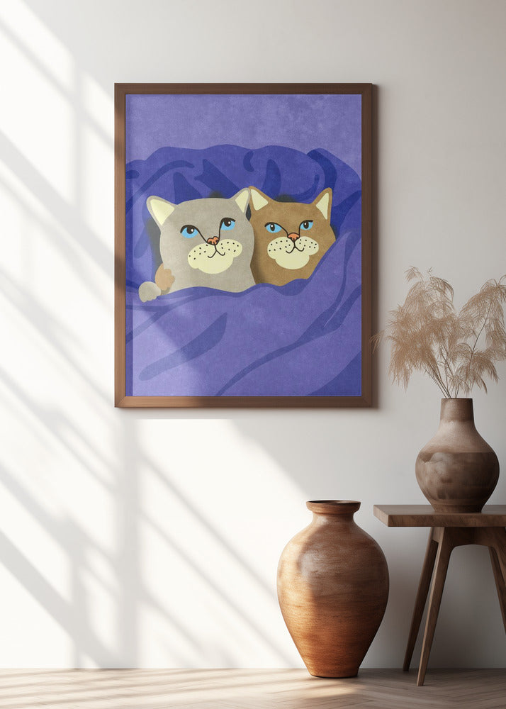 Cats in Bed Poster