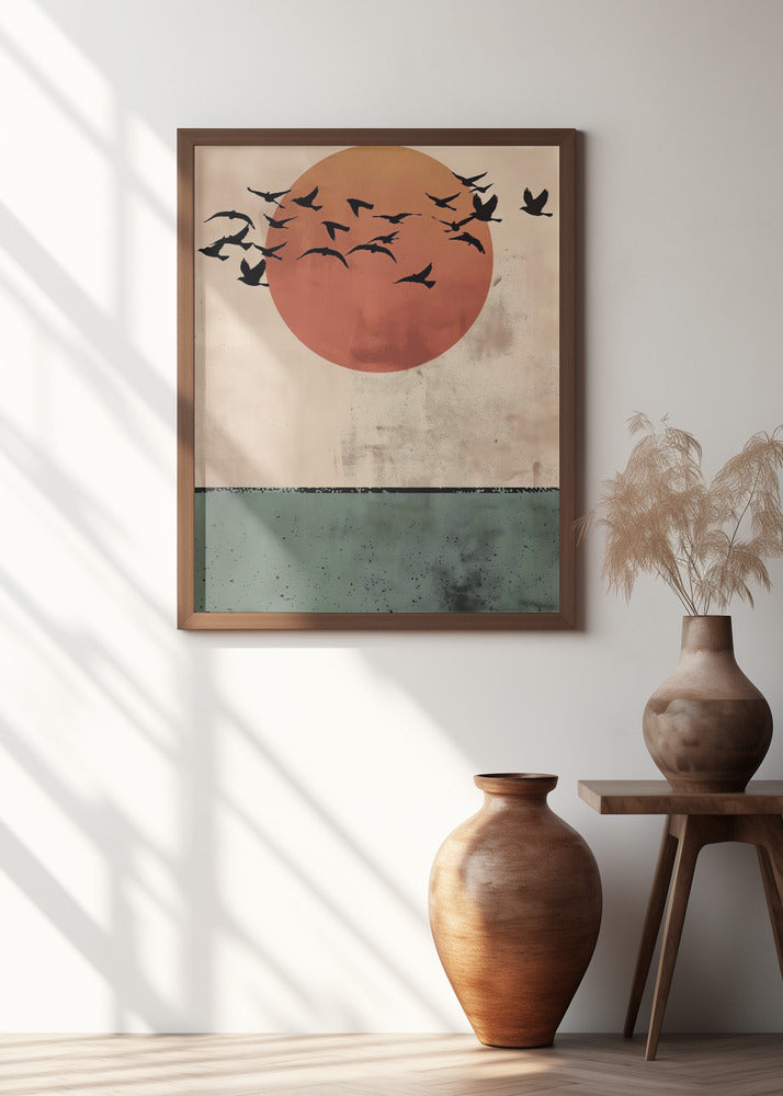 Birds Flying In the Sunset Poster