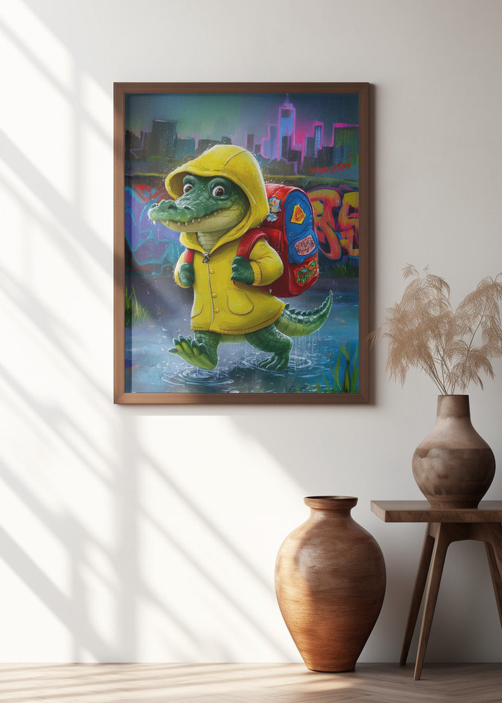 Baby Crocodile Going To School Poster