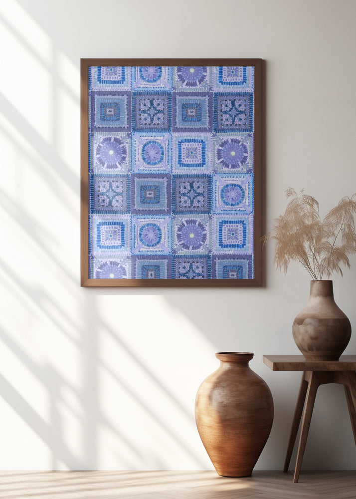 Granny squares blanket in blue Poster