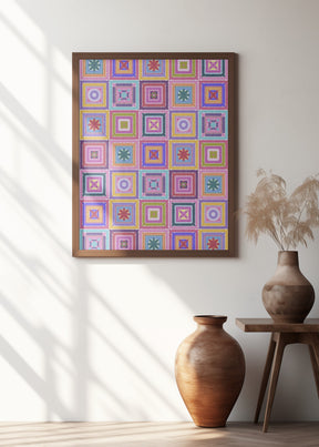 Colorful digital grandma squares I Poster