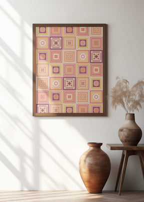 Peach digital grandma squares I Poster