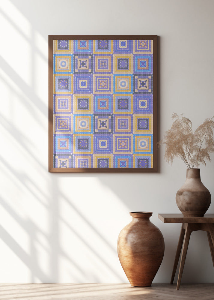 Colorful digital grandma squares IV Poster