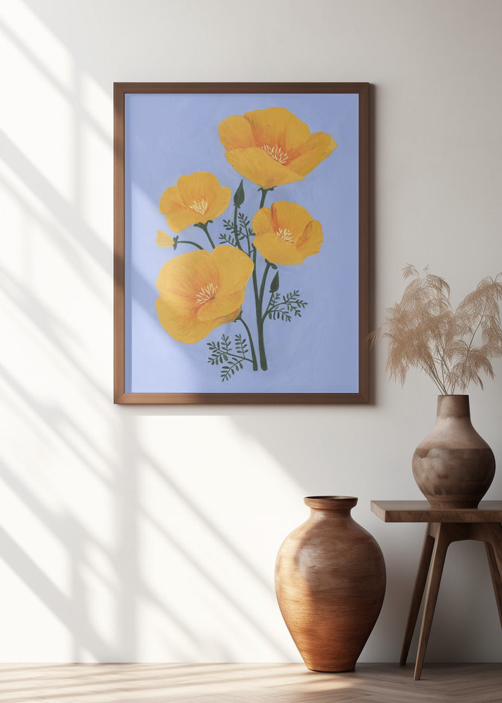 Bouquet of orange California poppies Poster