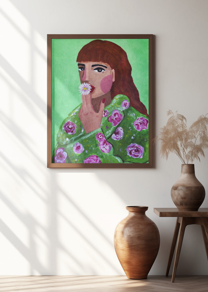 Woman Smoking a Flower Poster