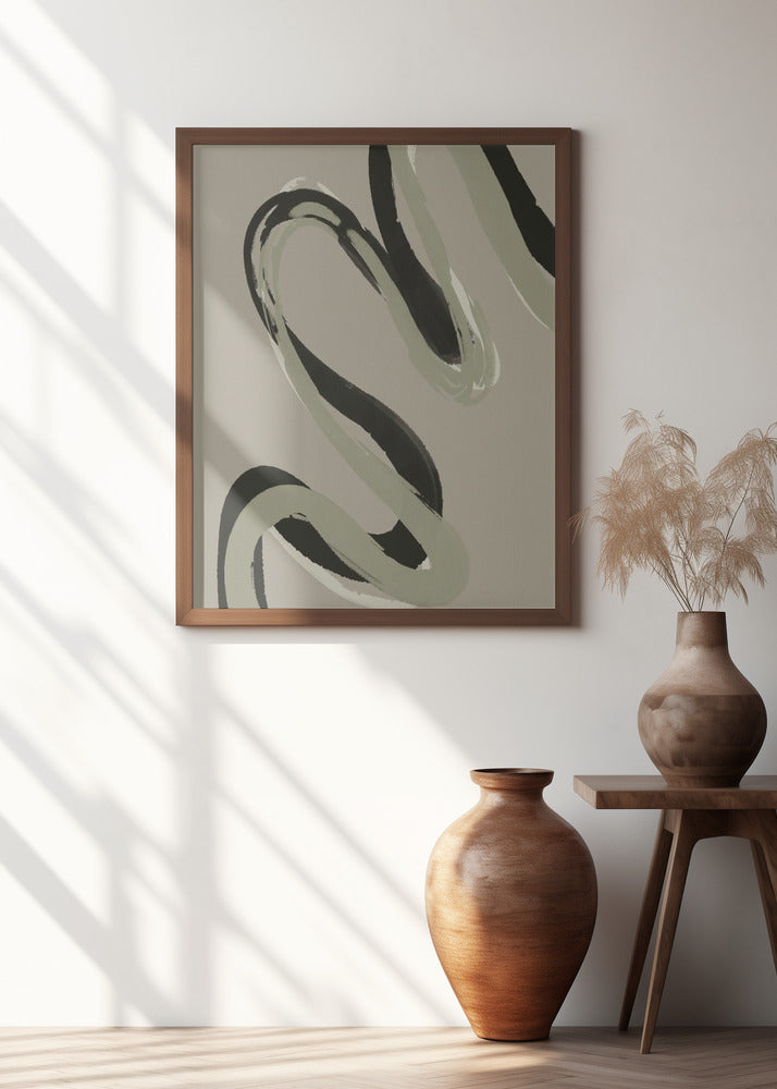 Green Black Strokes No 1 Poster